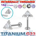 ulbin7 titanium g23 internally threaded labret round cz