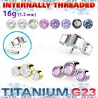 ushz4in titanium g23 top part post three round color cz