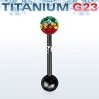 utbbfr6r anodized titanium g23 barbell w 6mm rasta ferido ball