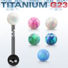 utbbop6 anodized titanium g23 tongue barbell w 6mm opal ball