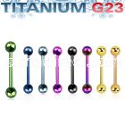 utbbs anodized titanium g23 barbell tongue bar w 5mm balls