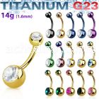 utbn2cg anodized titanium banana w 2 bezel jewel 5 8mm balls