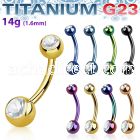 utbn2cs anodized titanium banana w 2 bezel jewel 5 6mm balls