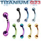 utbneb anodized titanium g23 eyebrow banana ring with 3mm balls