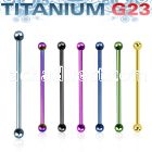 utinb4 anodized titanium g23 industrial barbel with 4mm balls