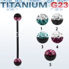 utinfr5e anodized titanium g23 barbell w 5mm 2 color balls