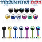 utlbc4 anodized titanium g23 labret w 4mm bezel set jewel ball
