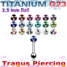 utrg12 titanium tragus piercing w multi jewel titanium ball