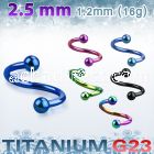 utspeb25 anodized titanium g23 spiral, with two 2.5mm balls