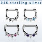 vsepqx14 silver septum clicker 14g w 1 big cz 4 small cz mix
