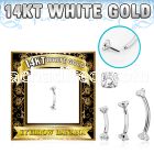wbnz 14k white gold eyebrow banana clear cz