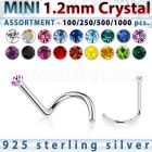 wholesale silver nose screw bulk w 1.2mm crystal top