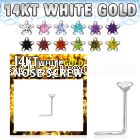 wszsc1 14kt white gold nose screw, w 3mm star cz stone