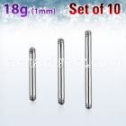 xbb18g pack of 316l steel barbell posts w threading 18g 1mm