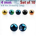 xbt4xs pack of 4mm anodized 316l steel balls threading 0 8mm