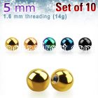 xbt5g pack of 5mm anodized surgical steel balls threading 14g