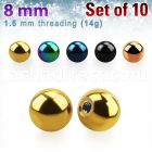 xbt8g pack of 10 pcs of 8mm anodized surgical steel balls