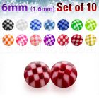 xckbal6 pack of 10 pcs of 6mm acrylic checkered balls
