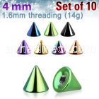 xcnt4g pack of 10 pcs of 4mm anodized surgical steel cones