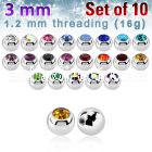 xjb3 pack of high polished 316l steel balls w bezel crystal