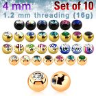 xjbt4s pack of anodized 316l steel balls with bezel crystals