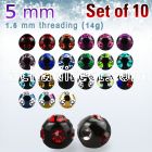 xmjbt5 pack of 5mm anodized 316l steel multi jewel balls