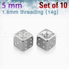 xsdi5 pack of 10 pcs of 5mm high polished 316l steel dices