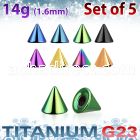 xucnt3g set of 5 pcs of 3mm anodized titanium g23 cones