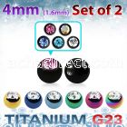 xujbt4g 4mm anodized g23 balls w bezel set crystals  1.6mm, 14g
