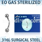 zbn18b3 sterilized steel eyebrow banana 18g two 3mm balls