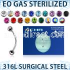 zbne2c eo gas sterilized piercing surgical steel eyebrow banana 3mm balls