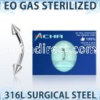 zbnecn sterilized 316l steel eyebrow banana with two 3mm cones