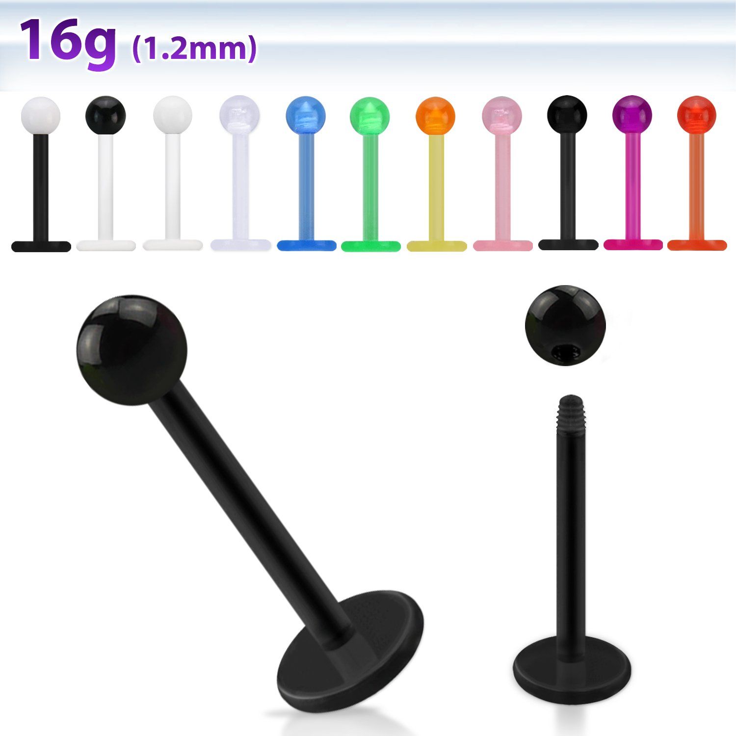 albevb labret acrilico flexible bola uv 3mm al por mayor