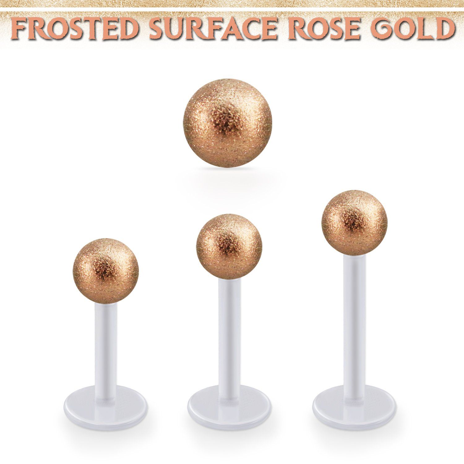 albfott5 labret bio flex bola acero quirurquico 5mm pvd oro rosa superficie efecto esmerilado al por mayor