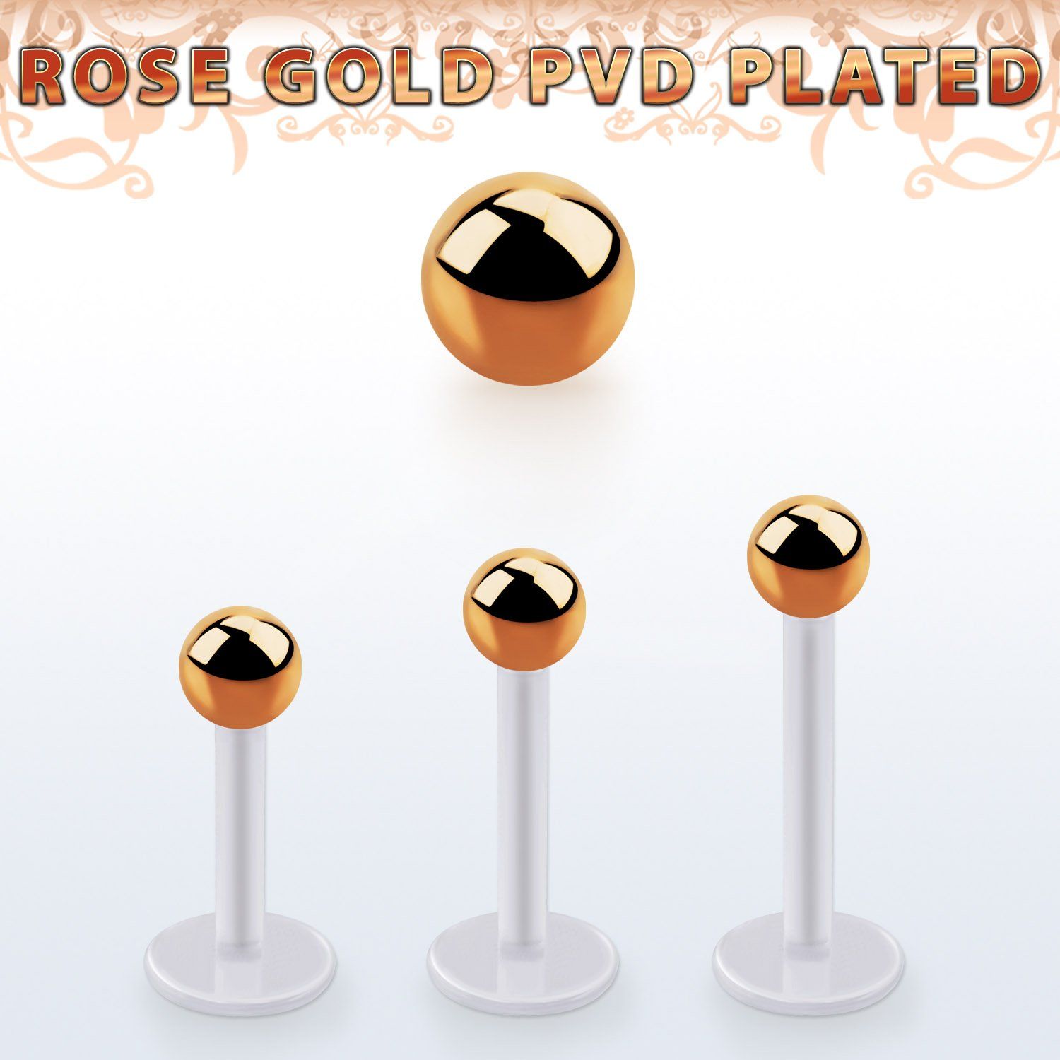 albttb3 labret bio flex bola acero pvd oro rosa 3mm distribuidor mayorista