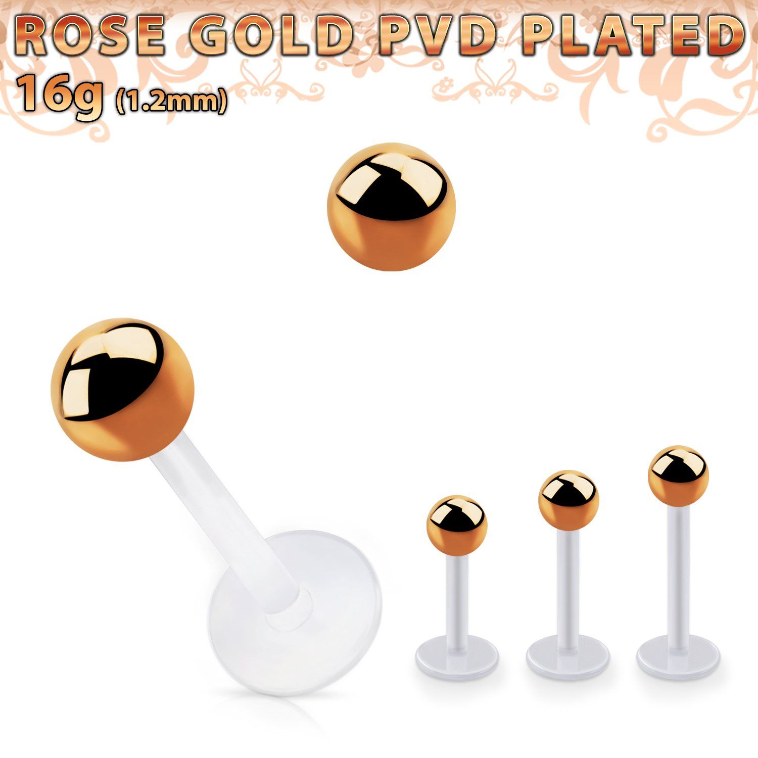 albttb4 labret bio flex un grossor bola acero pvd oro rosa 4mm distribuidor mayorista