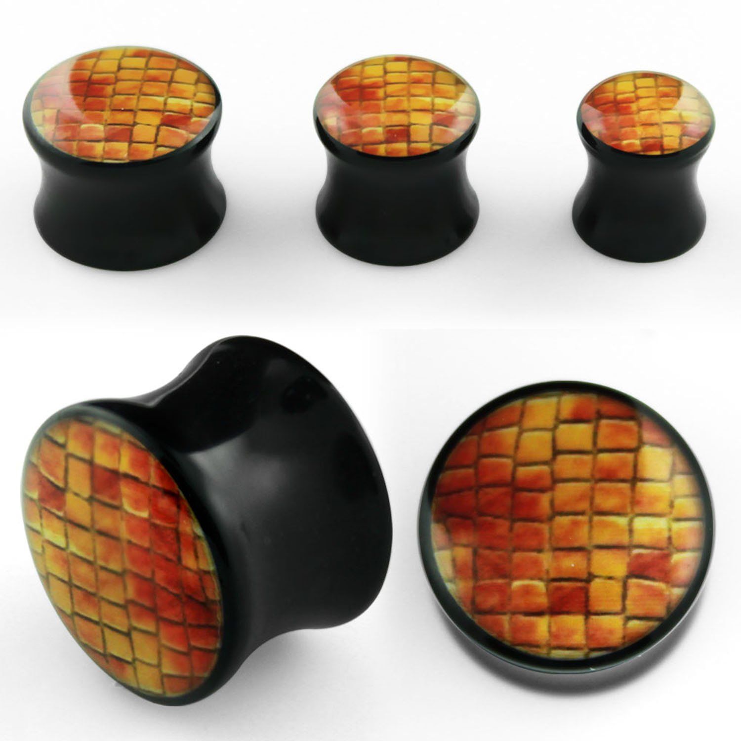 apgoo dilatacion plug doble flare acrilico negro logo piel serpiente venta