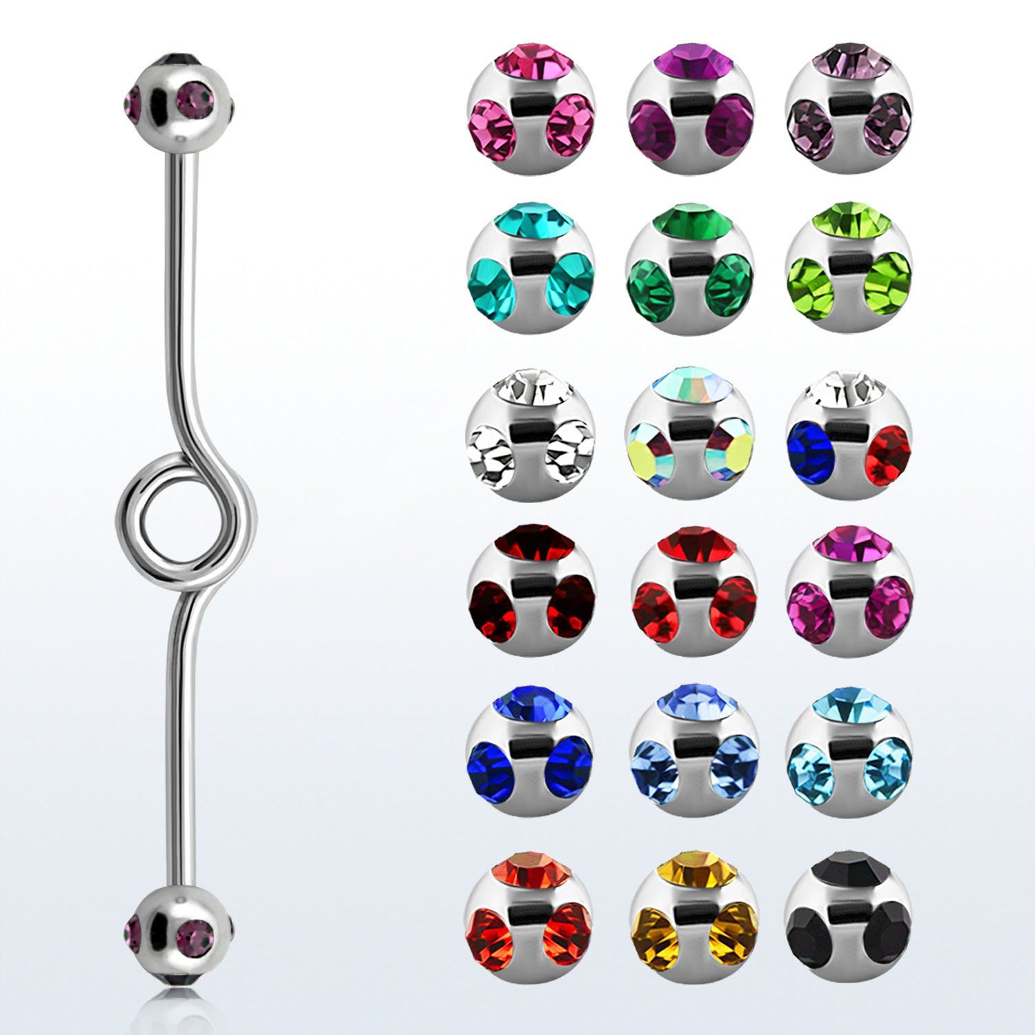 bbck barbell industrial loop acero quirurgico bolas multi joya 5mm distribuidor