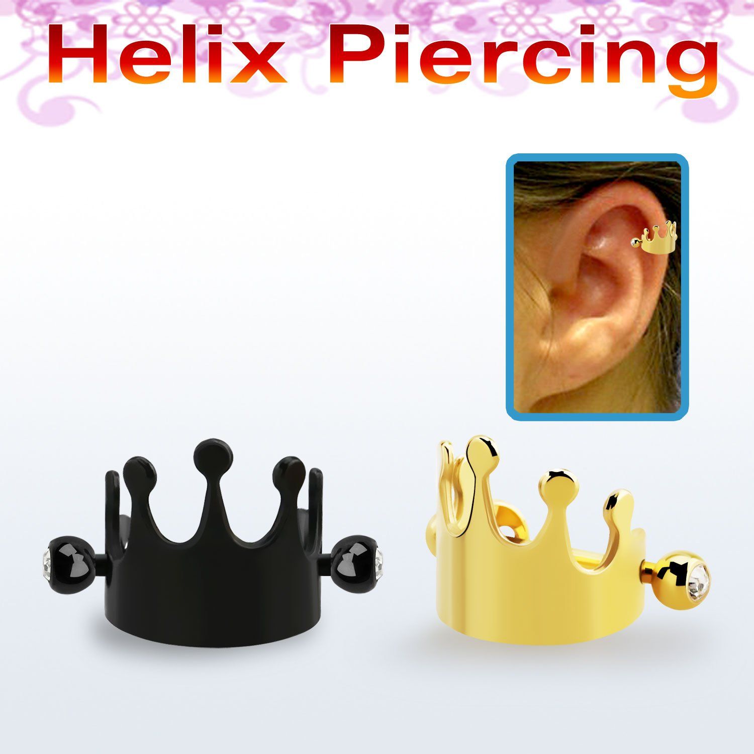 bbert67 piercing cartilago acero 316l anodizado negro dorado corona barbell bolas joya bisel 3mm distribuidor mayorista