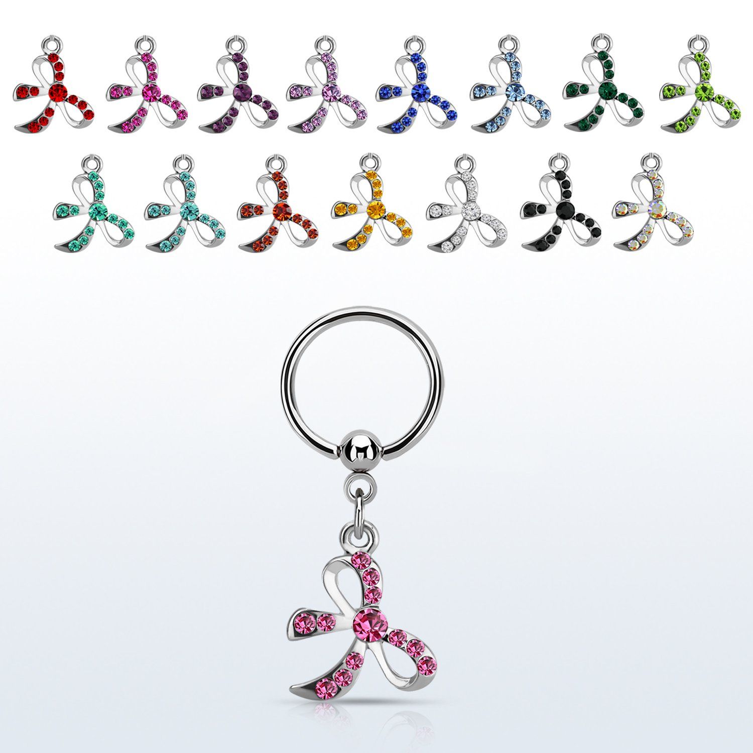 bcrs588 aro bola presion acero 316l arco tachonado cristal colgado mayorista