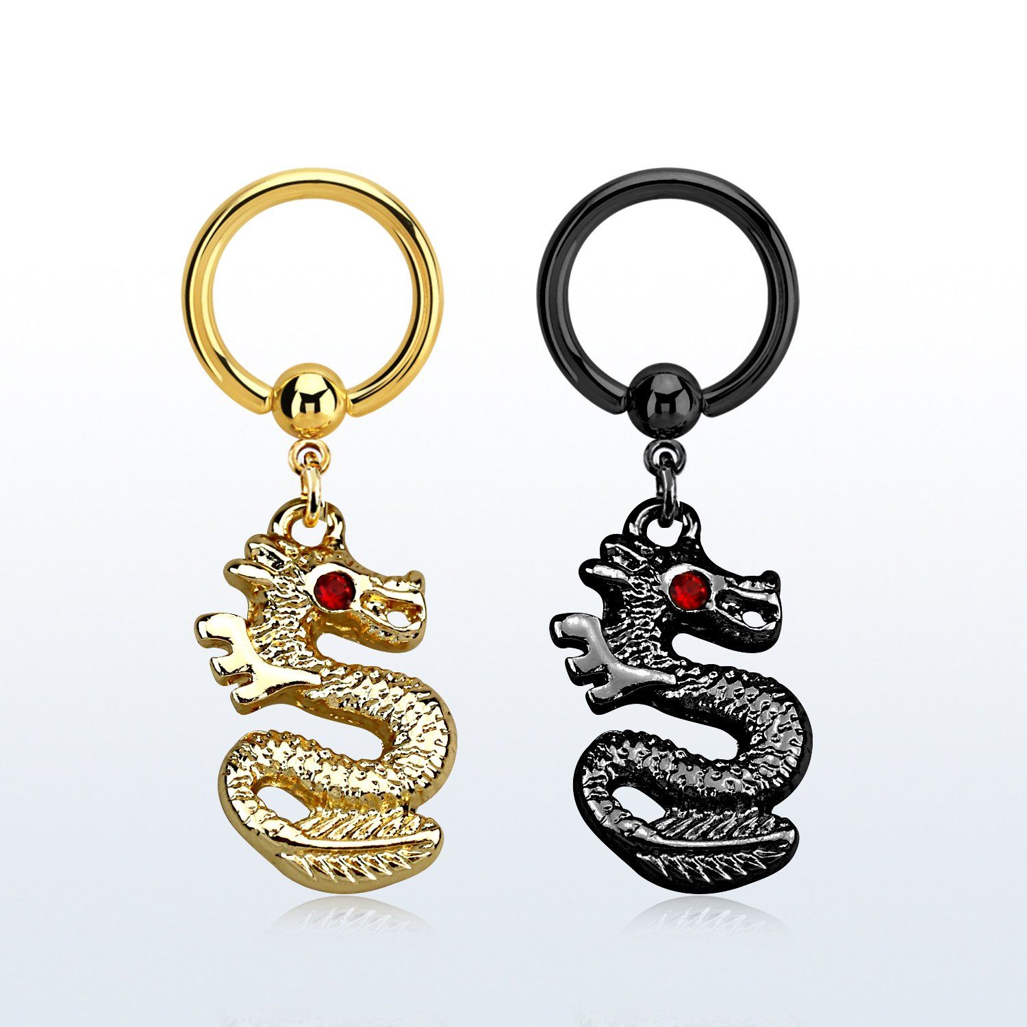 bcrtg721 aro bola presion acero 316l pvd negro dorado dragon colgado ojos cristal venta