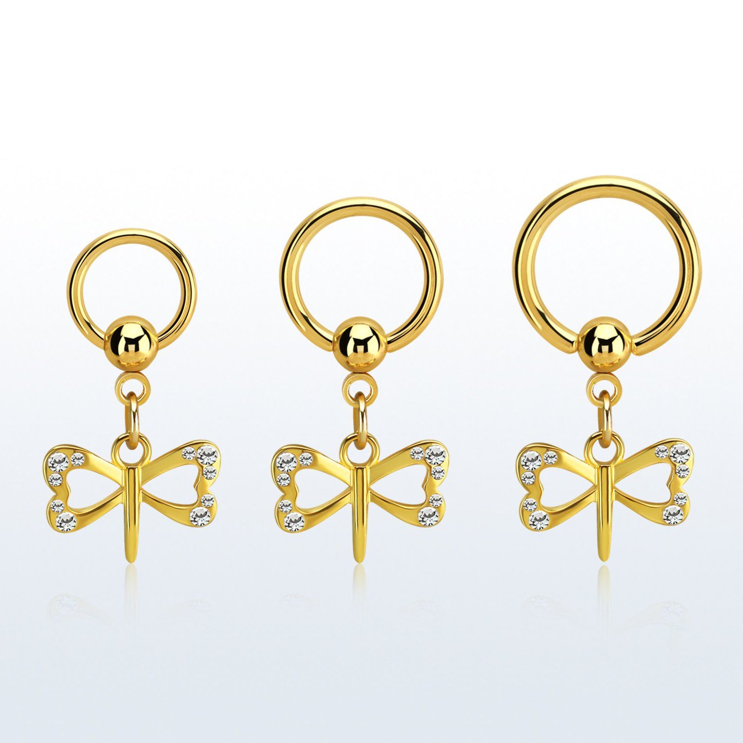bcrtg761 aro bola presion acero chapado pvd dorado pequeno colgante cristal libelula colgante laton chapado oro