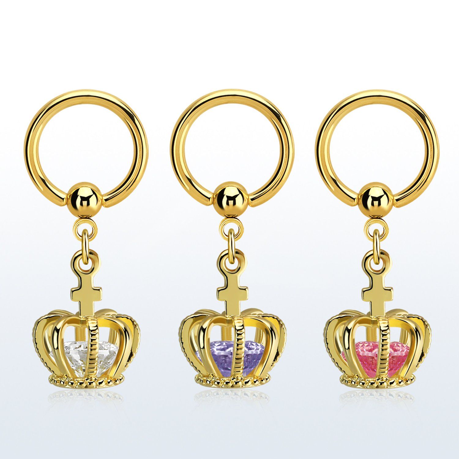 bcrtgz6 aro bola presion acero 316l pvd dorado colgante corona zirconia oro distribuidor mayorista