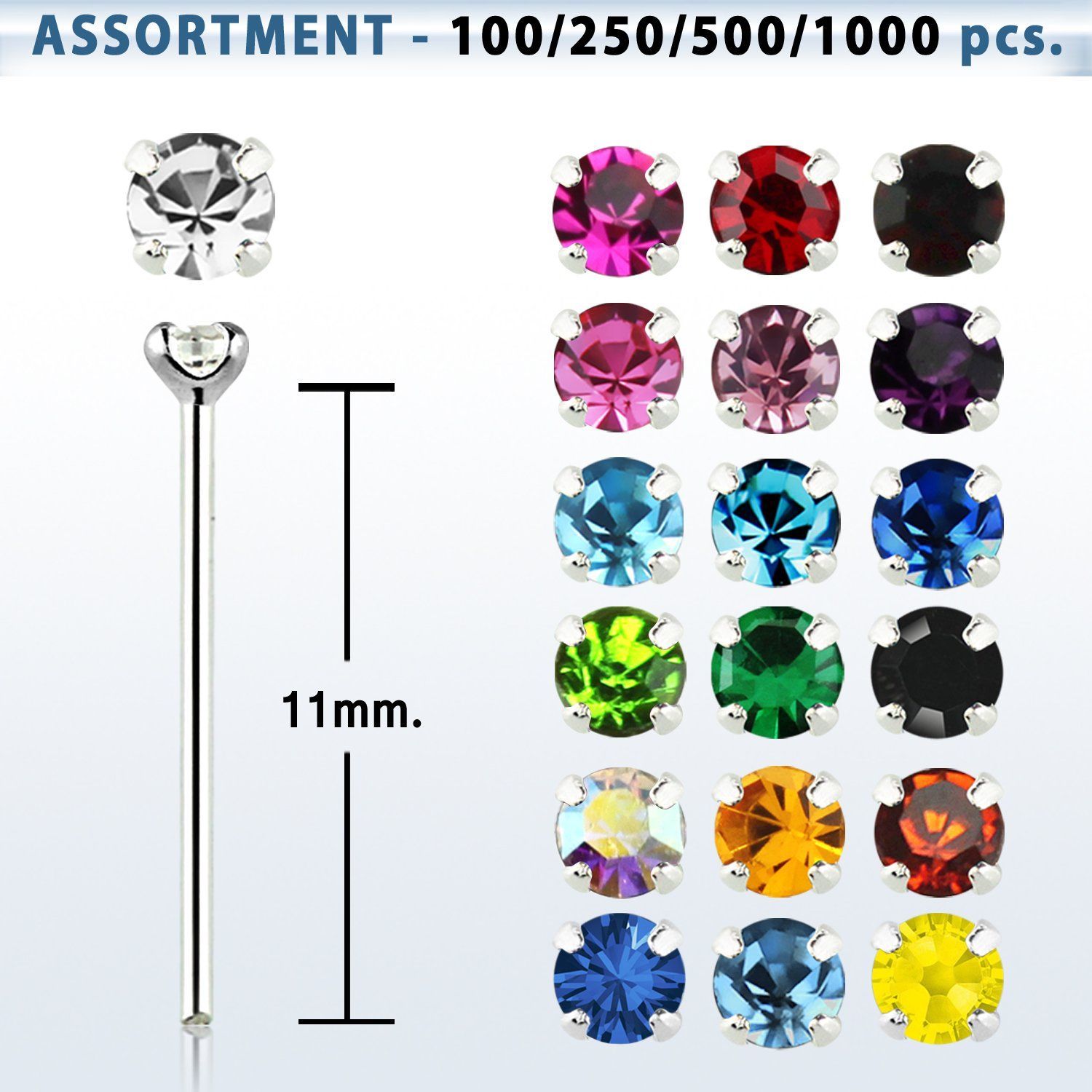 blk494 surtido por mayorpiercing nariz doblar tu mismo plata esterlina 925 0 6mm cristal redondo 1 4mm distribuidor mayorista