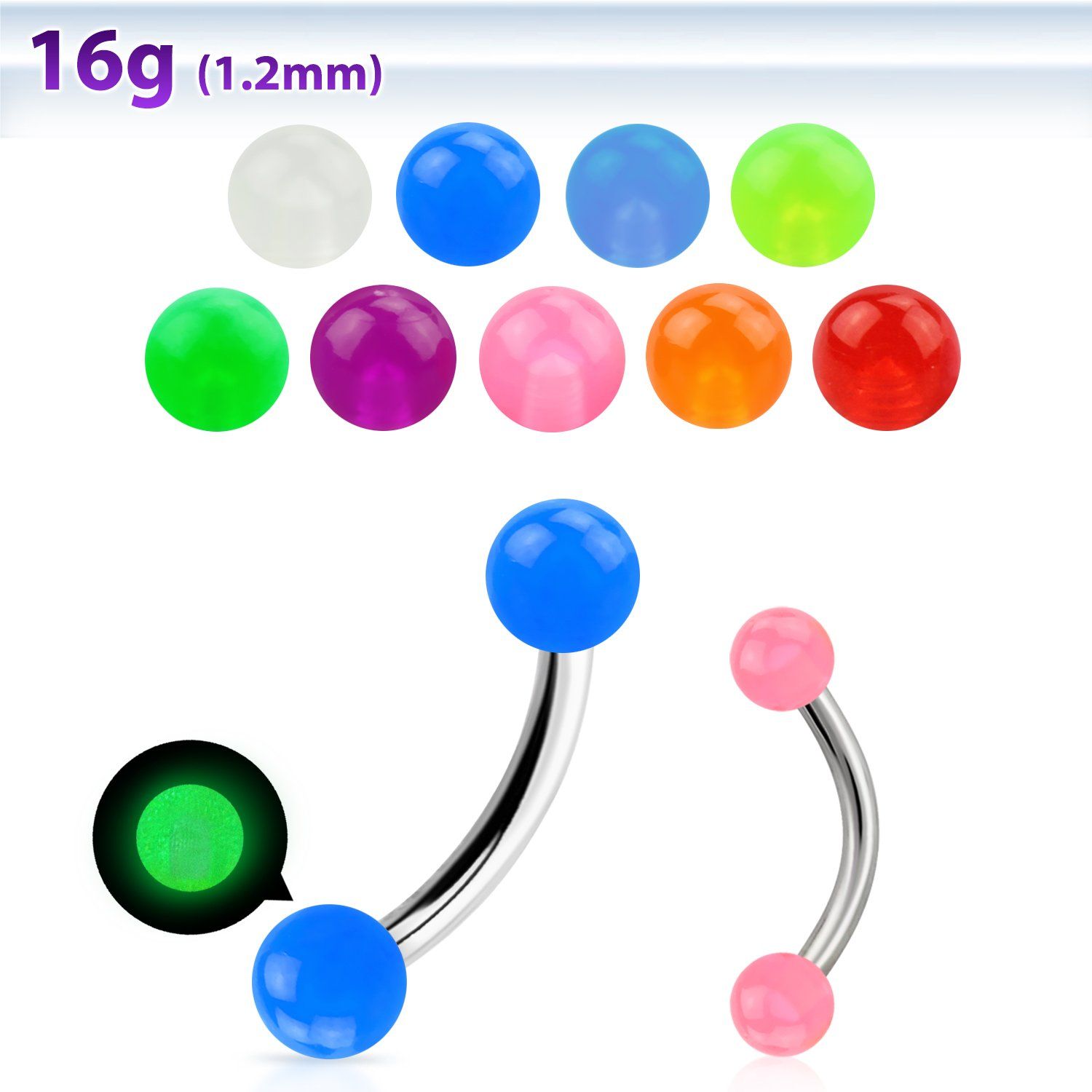 bneglb banana ceja acero quirurgico bolas acrilicas brillan oscuridad 3mm 8mm venta