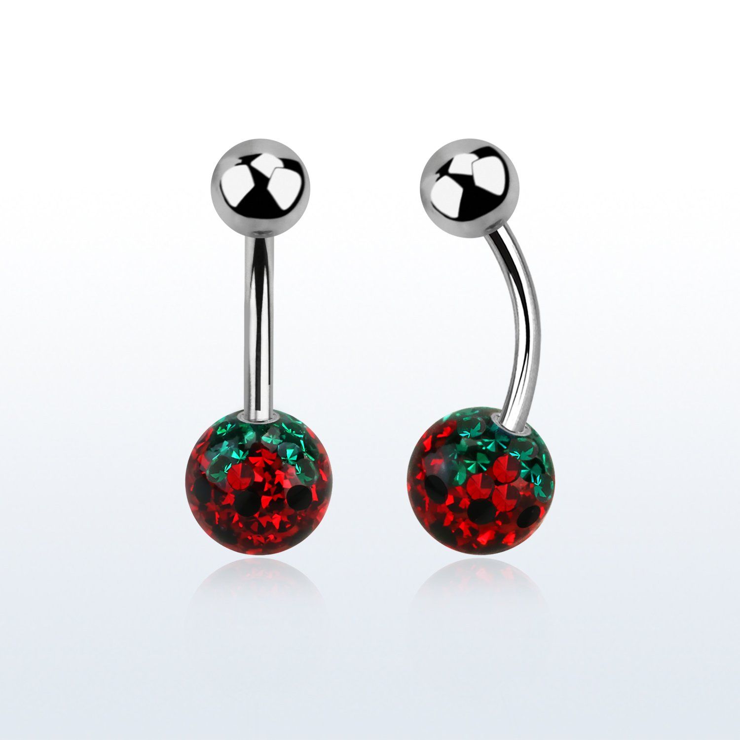 bnfr8s piercing ombligo acero quirurgico bola acero superior bola multi cristal pegado ferido diseno fresa cubierta resina