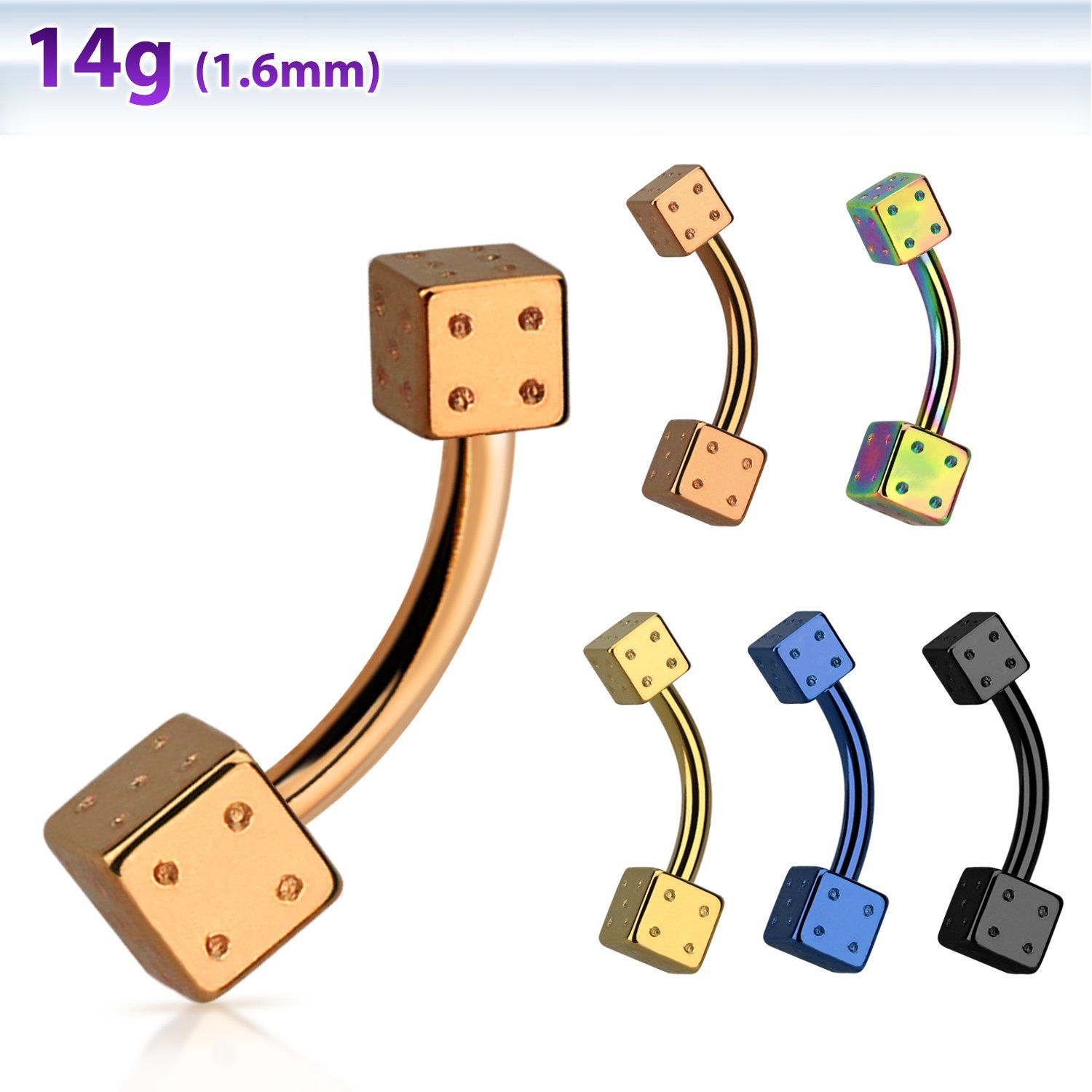 bnk2di piercing ombligo acero quirurgico anodizado dados acero 4mm 5mm distribuidor mayorista