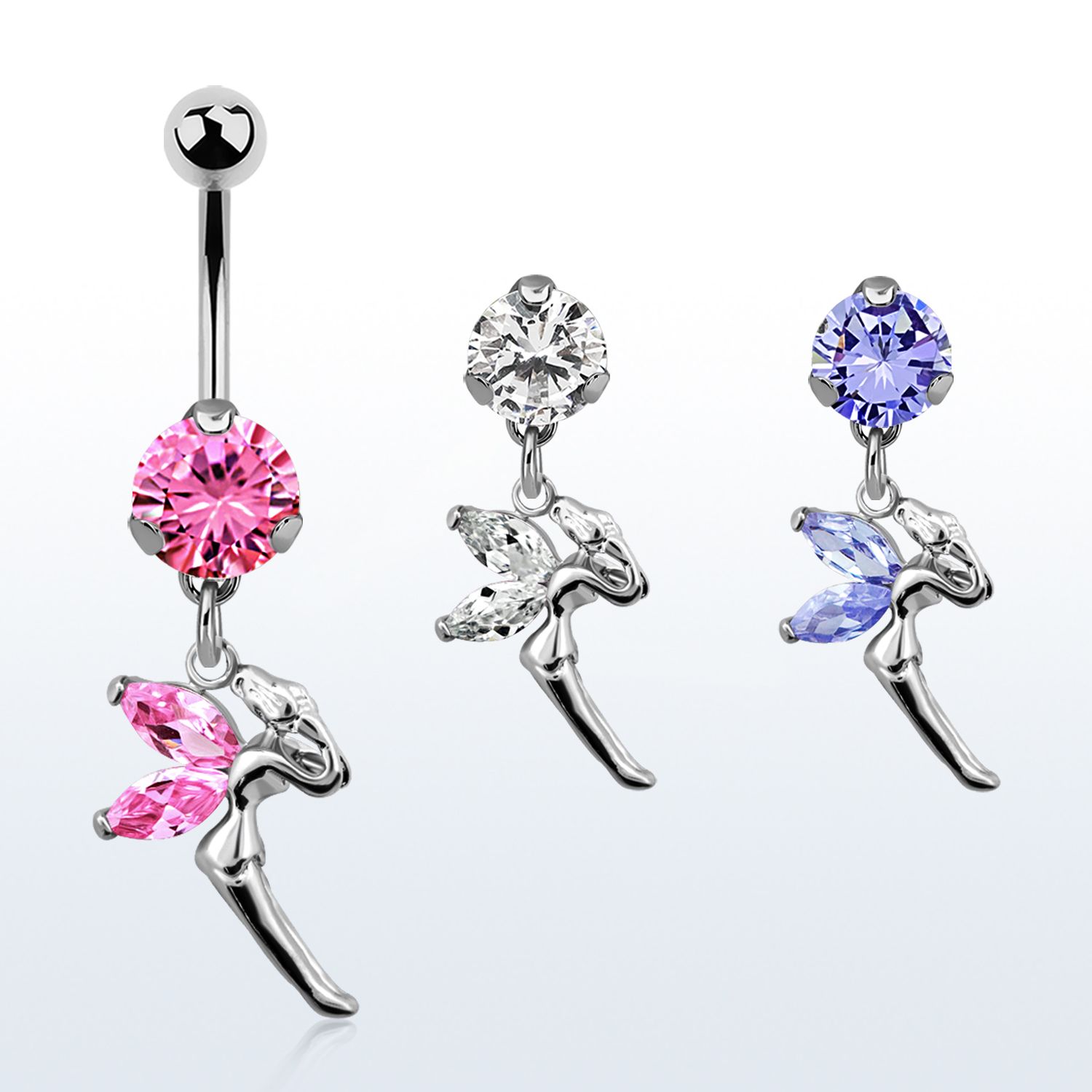 bnrz103 piercing ombligo acero quirurgico zirconia 8mm colgante hada alas zirconia 38 10mm venta