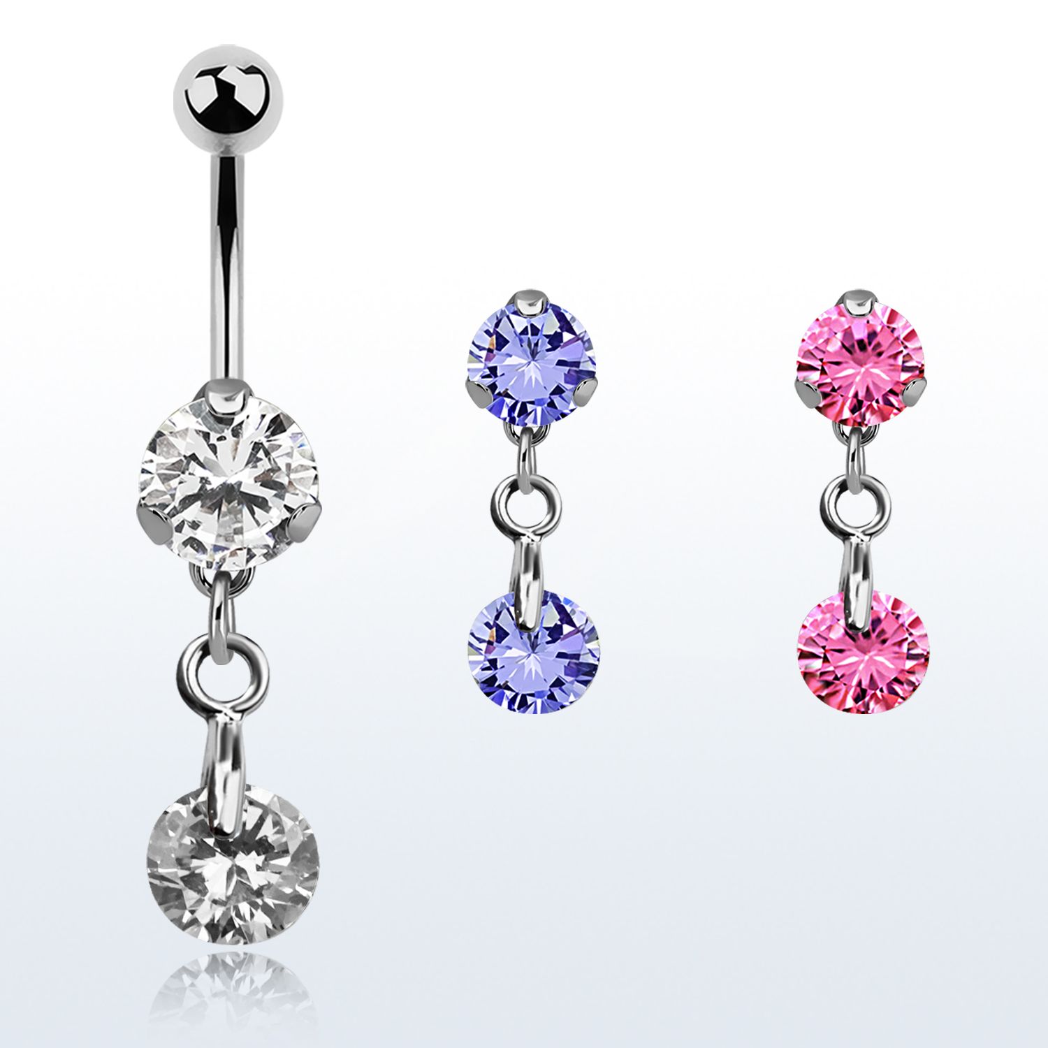 bnrz372 piercing ombligo acero quirurgico zirconia 8mm colgante zirconita redonda 38 10mm mayorista