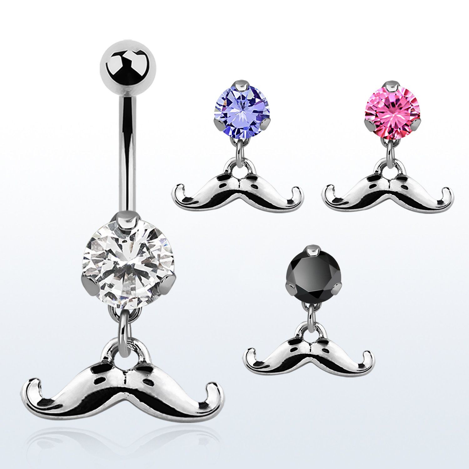bnrz517 piercing ombligo acero quirurgico zirconia 8mm colgante bigote volteado 38 10mm al por mayor